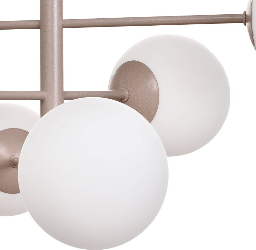 Aurora hengelampe, beige, 6 lyskilder, glass, metall