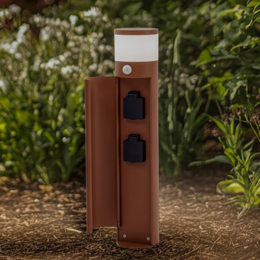 Lucande Corban sokkellampe, antrasitt, sensor, 2 stikkontakter