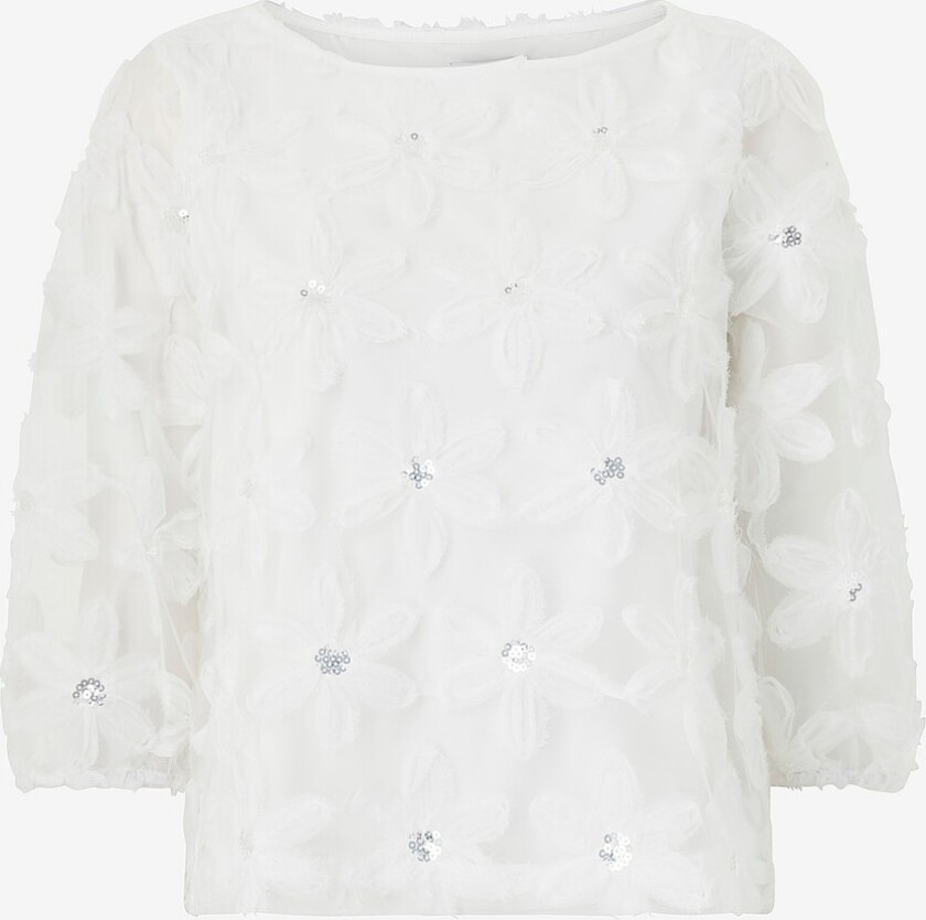 Topp viFlora 3/4 Boatneck Top - Hvit
