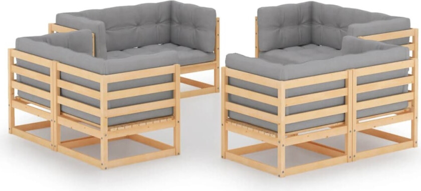 Hagesofagruppe med puter 8 deler heltre furu