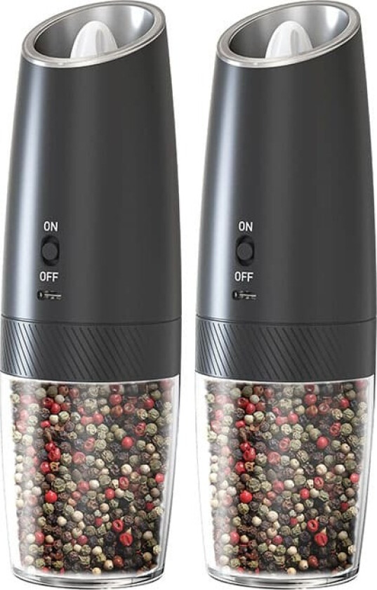 Elektrisk salt- og pepperkvern med justerbar grovhet, 2-pak