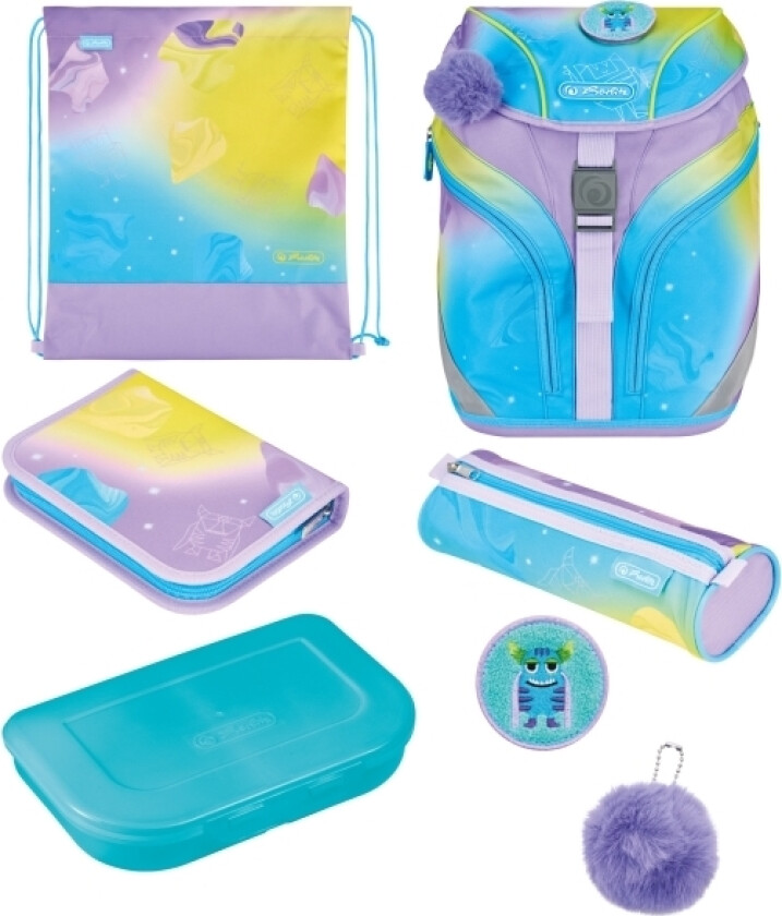 Softlight Greenline Little Monster, Lunchboks, Pennal, Pencil Pouch, Skolesekk, Sportsbag, Jente, Barneskole, Ryggsekk, 18 L, Sidelomme