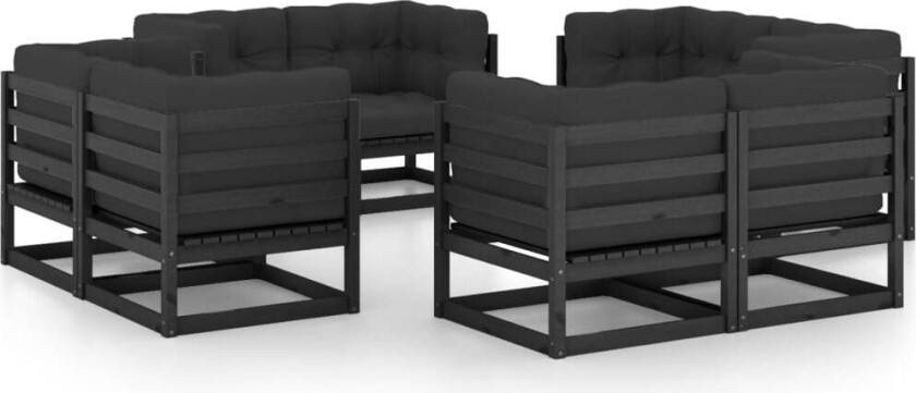 Hagesofagruppe med puter 8 deler heltre furu