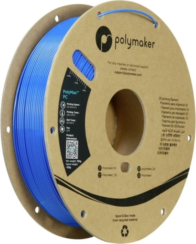 Polymaker Pc02011 Filament Pc Slagfast, Varmebestandig 1.75 Mm 750 G Blå Polymax™ 1 Stk