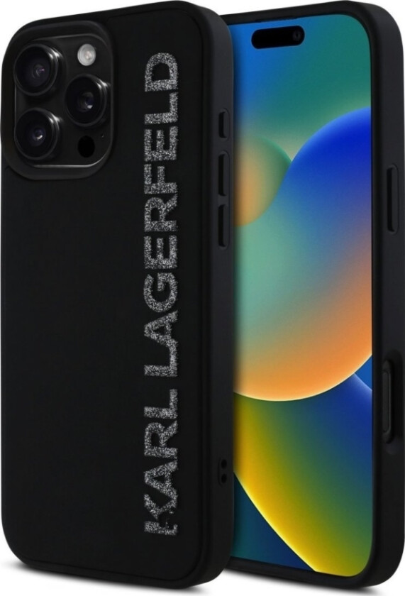 3D Rubber Glitter Logo Apple Iphone 16 Pro Max Telefondeksel I Svart Farge