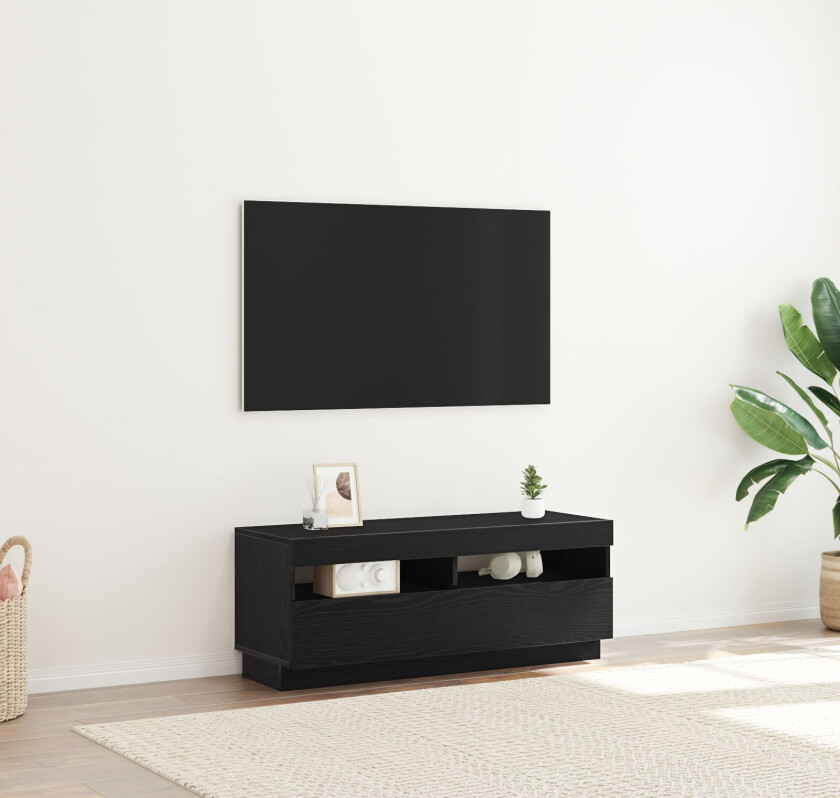 TV-skap Svart eik Konstruert tre 100 x 35 x 40 cm LED-belysning
