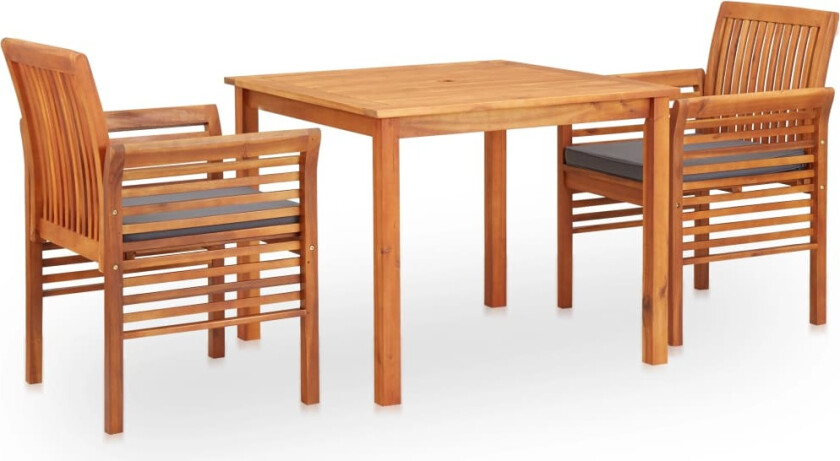 Utendørs spisestue med puter 3 deler heltre akasie