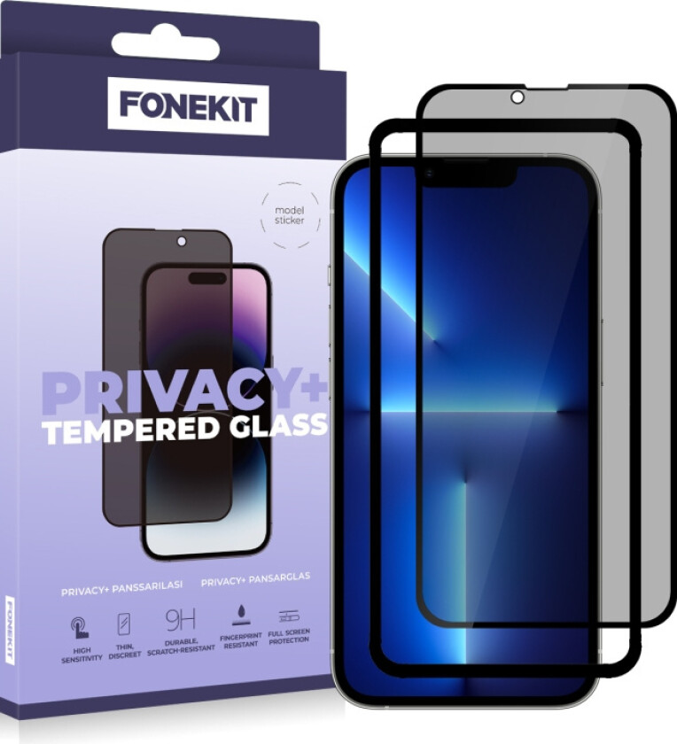Privacy+ Full Cover, iPhone 13 Pro Max / 14 Plus, svart