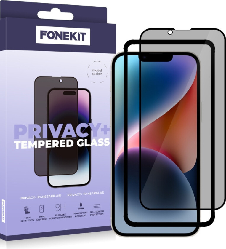Privacy+ Full Cover, iPhone 13 / 13 Pro / 14, svart