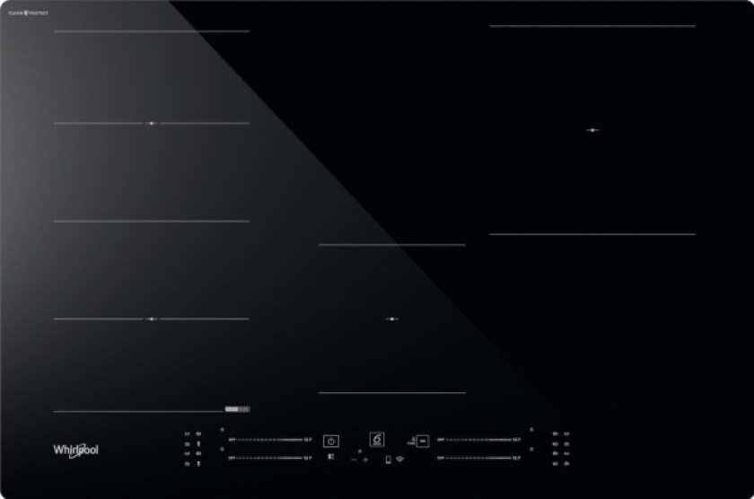 Whirlpool Wf S7977 Cpne, Sort, Innebygget, 77 Cm, Sonebasert Induksjon, Glass-Keramikk, 4 Zone(S)