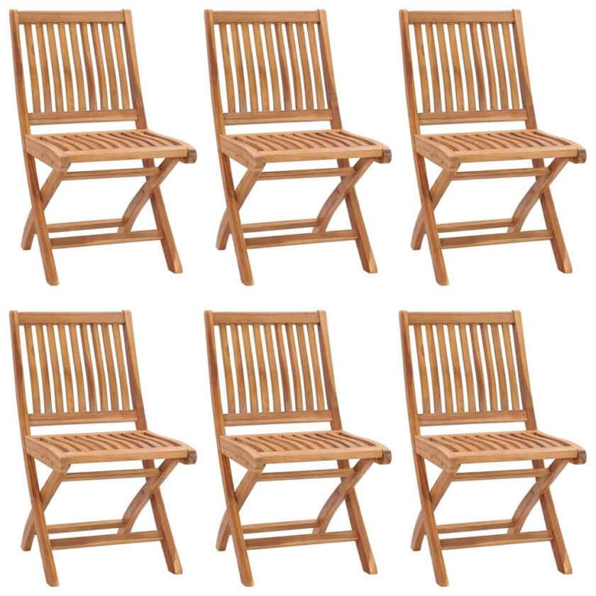 Sammenleggbare hagestoler 6 stk heltre teak