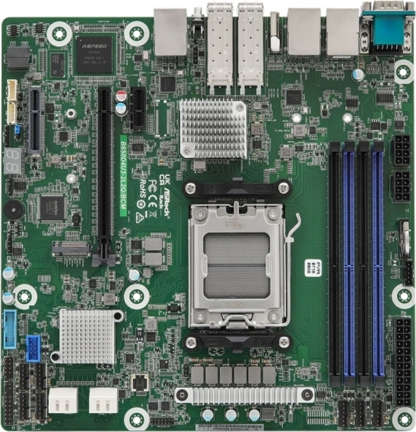 Bilde av Asrock Hovedkort B650d4u3-2L2q/Bcm Mikro-Atx-Sokkel Am5 Enkelt - Hovedkort - Amd-Sokkel Am5 (Ryzen Zen4)