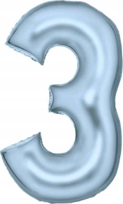 Amscan Folieballong Nummer 3, Sateng Pastellblå, 86Cm, Pakket 9917335