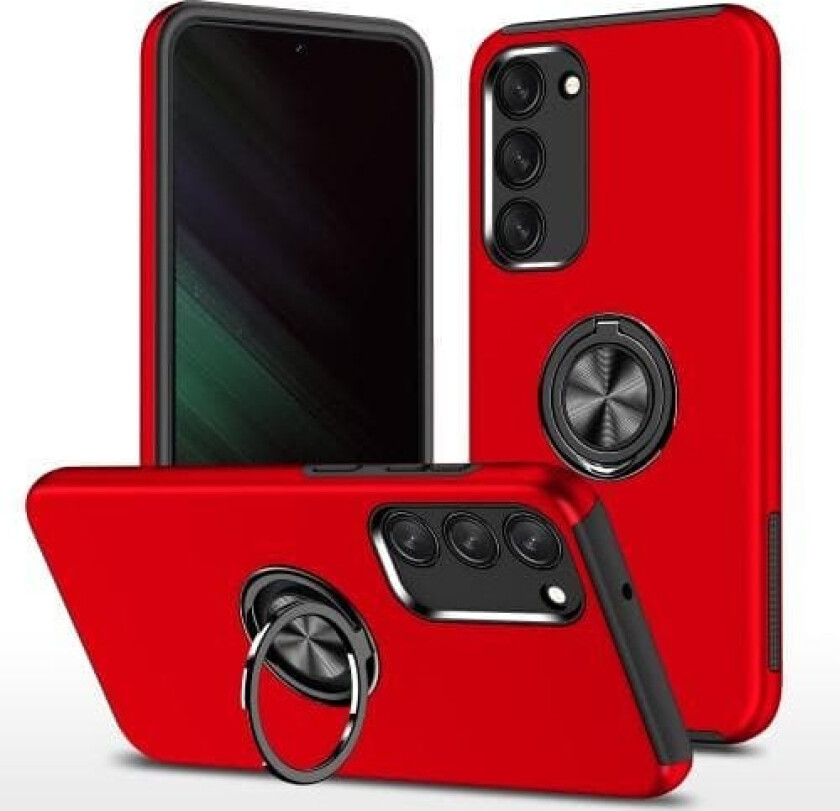 Samsung Galaxy S23+ Hybrid Deksel Med Fingerring - Rød