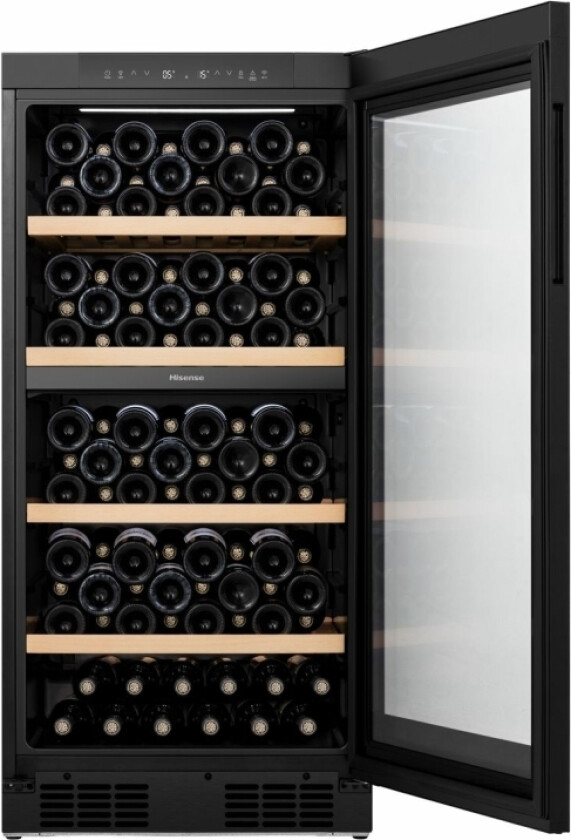 Hisense Rw3n230gelf, Vin Kjøleskap, Frittstående, 108 Flasker, F, Innebygd Lys, Sort