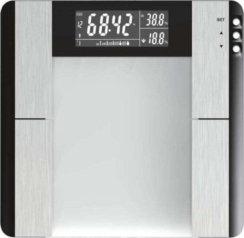 Emos Pt718, Elektronisk Personvekt, 150 Kg, Sølv, Kg, Lb, St, Rektangel, Glass