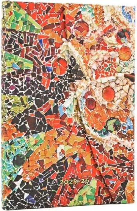 2026 Gaudi's Sun (Gaudi’s Mosaics) Mini 18month Horizontal Hardcover Flexi Dayplanner 20252026 (Wrap Closure)