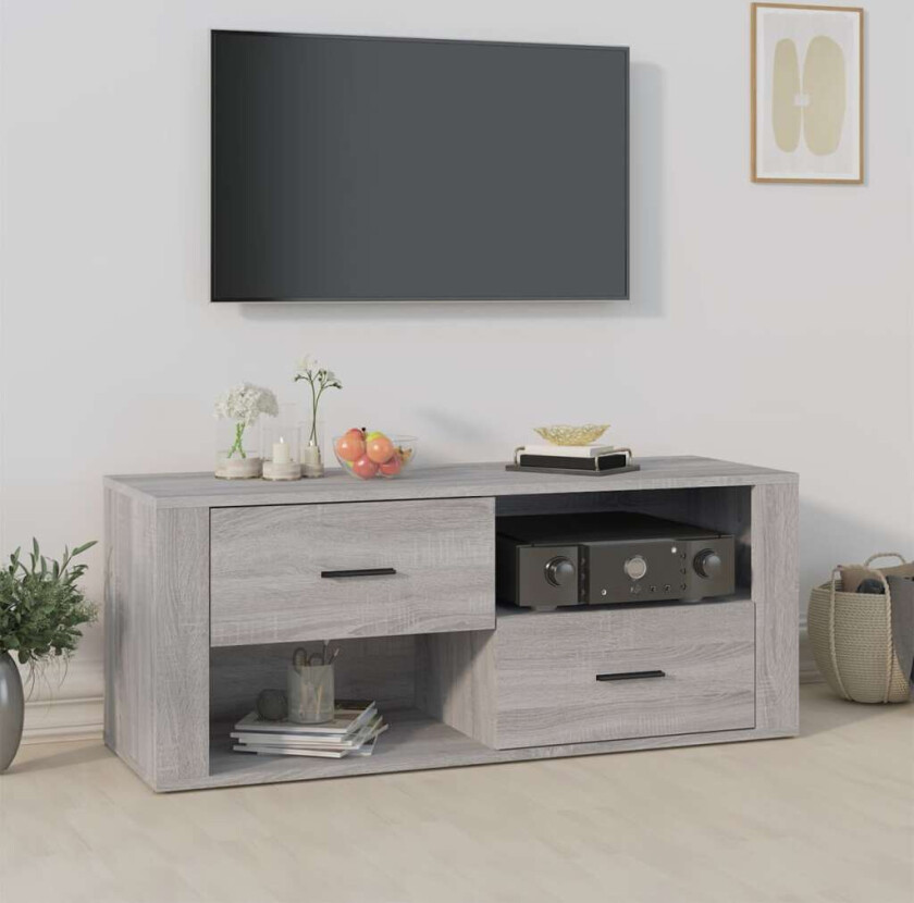 TV-benk grå sonoma 100x35x40 cm konstruert tre