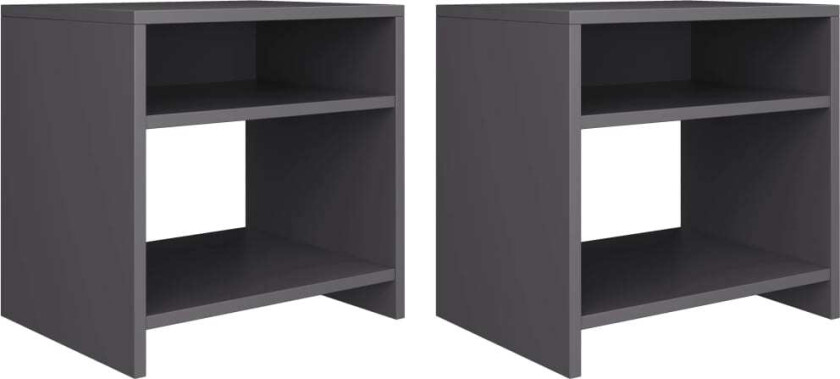 Nattbord 2 stk grå 40x30x40 cm sponplate