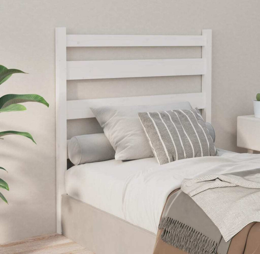 Sengegavl hvit 106x4x100 cm heltre furu