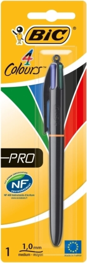 Bic 4 Colours Pro, Uttrykkbar Kulepenn Med Hengefeste, Sort, Blå, Grønn, Rød, 1 Stykker