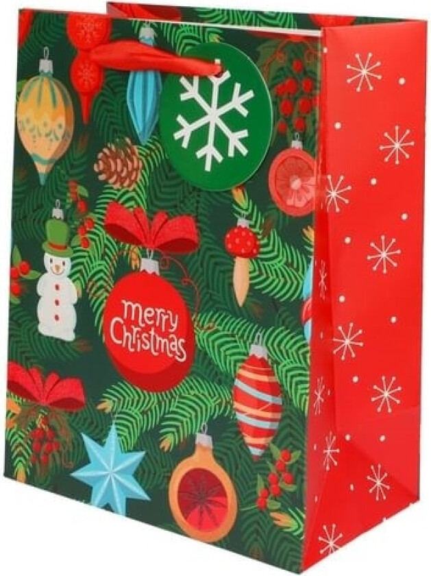 Gavepose Grøn Med Juletræspynt