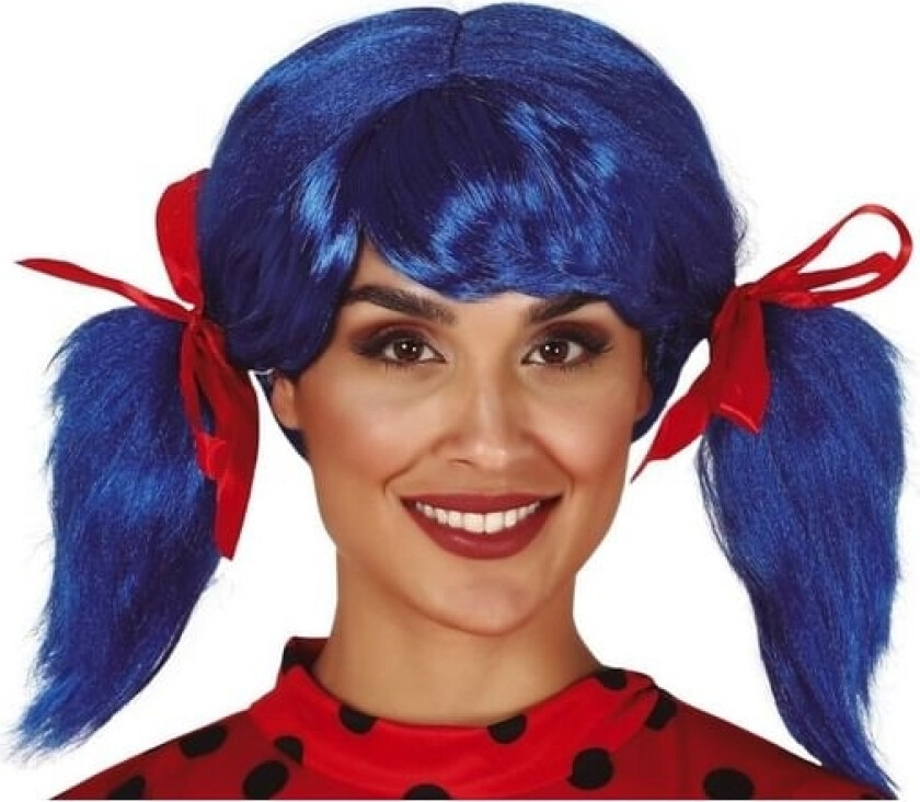 Blå Paryk Med Fletninger