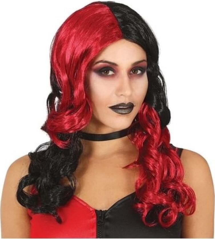 Rød Og Sort Harlekin Paryk