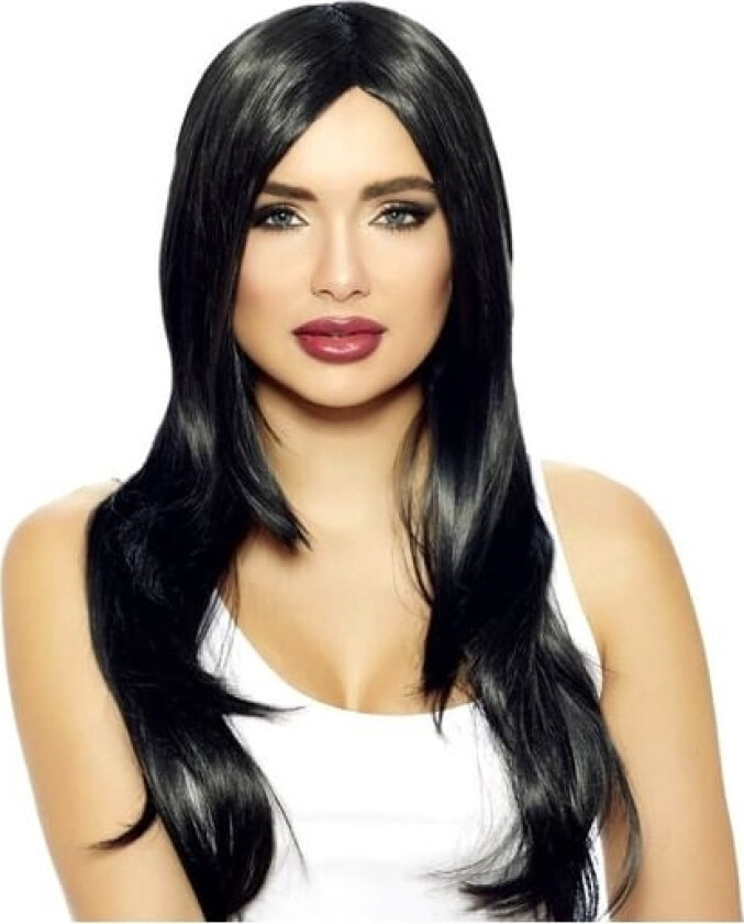 Sort Paryk Med Langt Hår