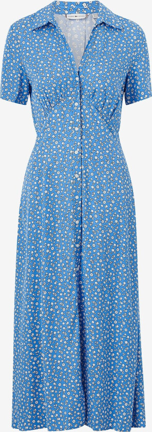 Maxikjole Fluid Viscose S/S Shirt Dress - Blå