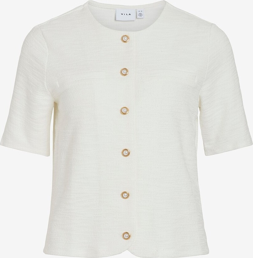 Topp viAmy O-neck 2/4 Cardigan - Hvit