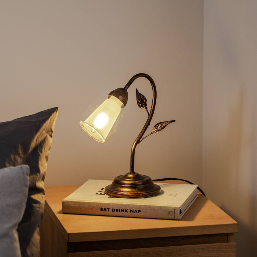 Liliana bordlampe, 1 lyskilde, svart, roségull, metall