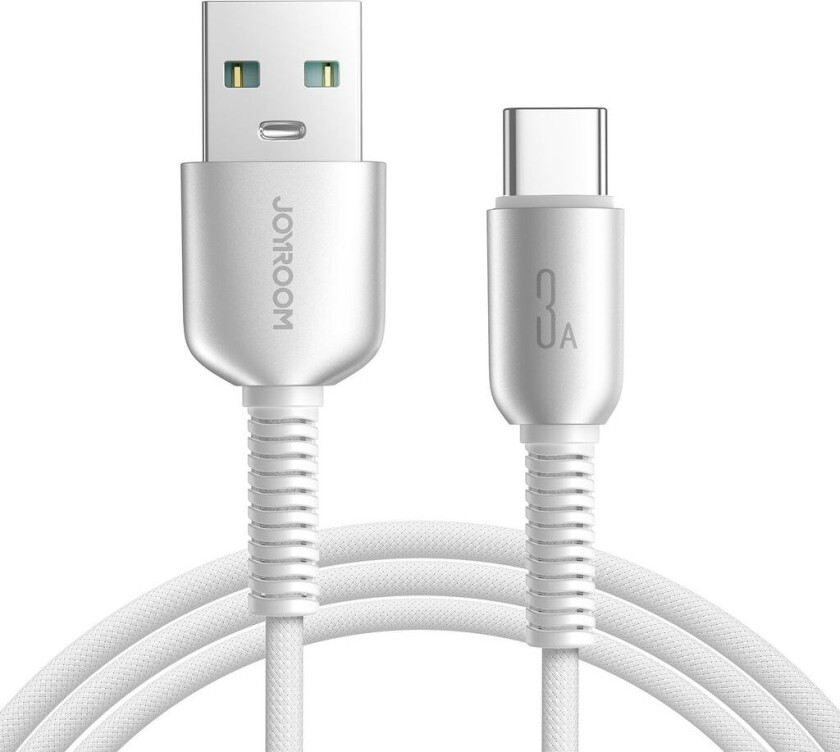 USB-A til USB-C-kabel hurtiglading 3A, 1,2 m - lysegrå