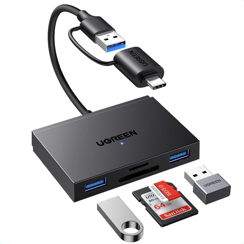 Bilde av UGREEN 4-i-1 USB-C/USB-A minnekortleser