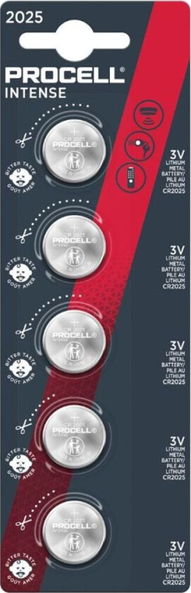 Duracell PROCELL Intense LiCoin - CR2025 3V 5-pak
