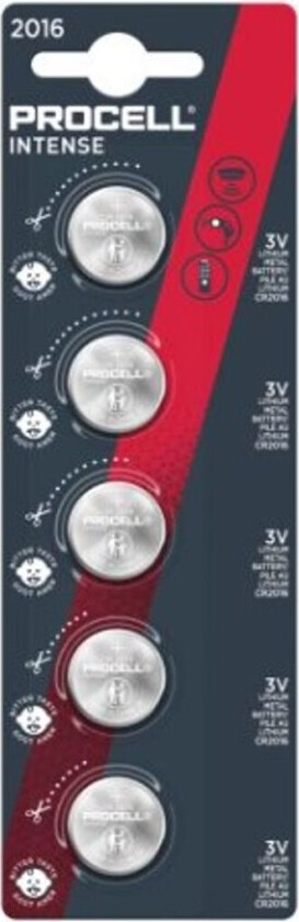 Duracell PROCELL Intense LiCoin - CR2016 3V 5-pak