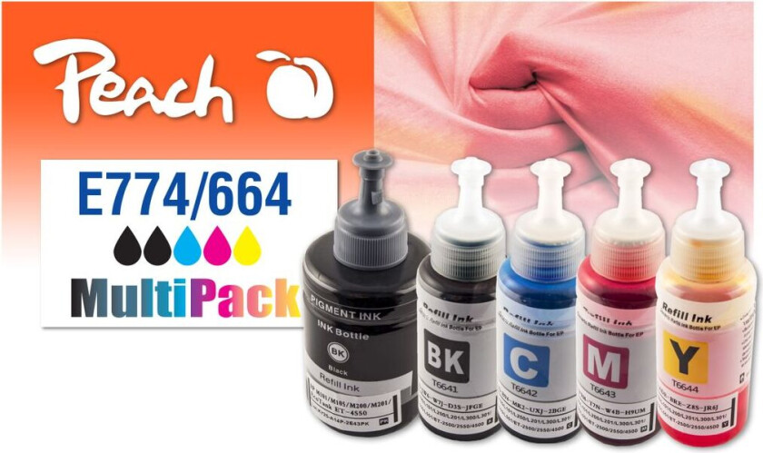 Kompatibel med Epson CISS T774/664 multipakke blekkflaske, 5-pakning