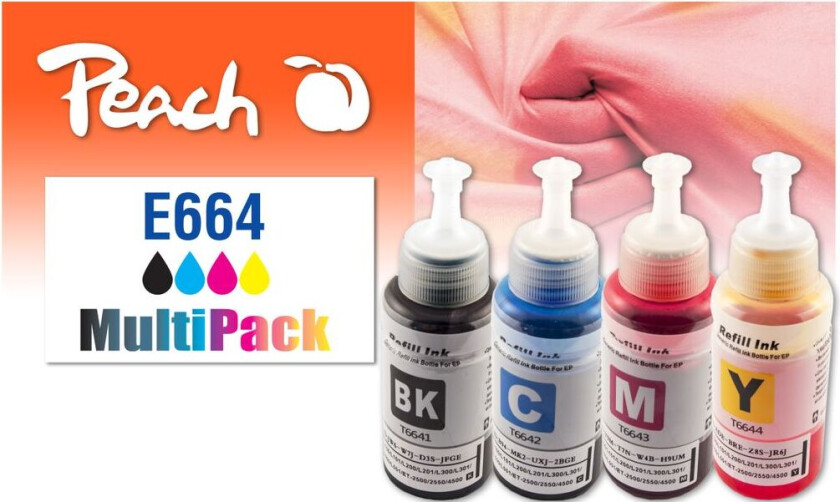 Kompatibel med Epson CISS T664 Refill blekkflaskepigment multipakke, 4-pakning