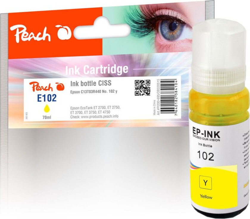 Kompatibel med Epson CISS 102 Blekkflaske Gul T03R440 70ml