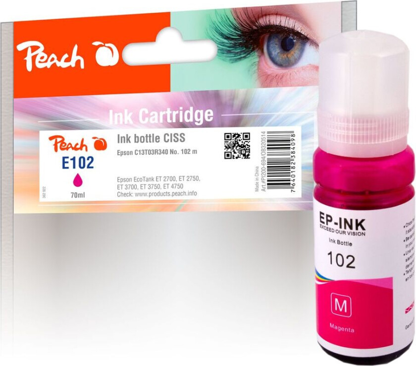 Kompatibel med Epson CISS 102 Blekkflaske Magenta T03R340 70ml