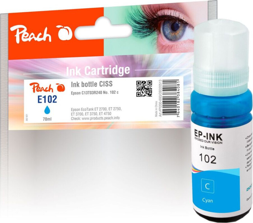 Kompatibel med Epson CISS 102 Blekkflaske Cyan T03R240 70ml