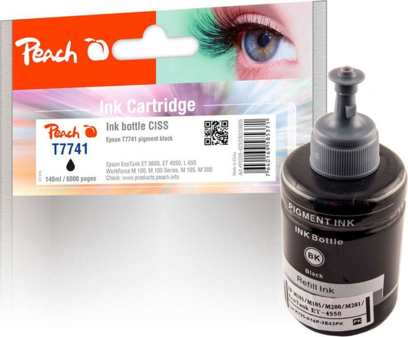 Kompatibel med Epson CISS T7741 Blekkflaske Svart pigment 140ml