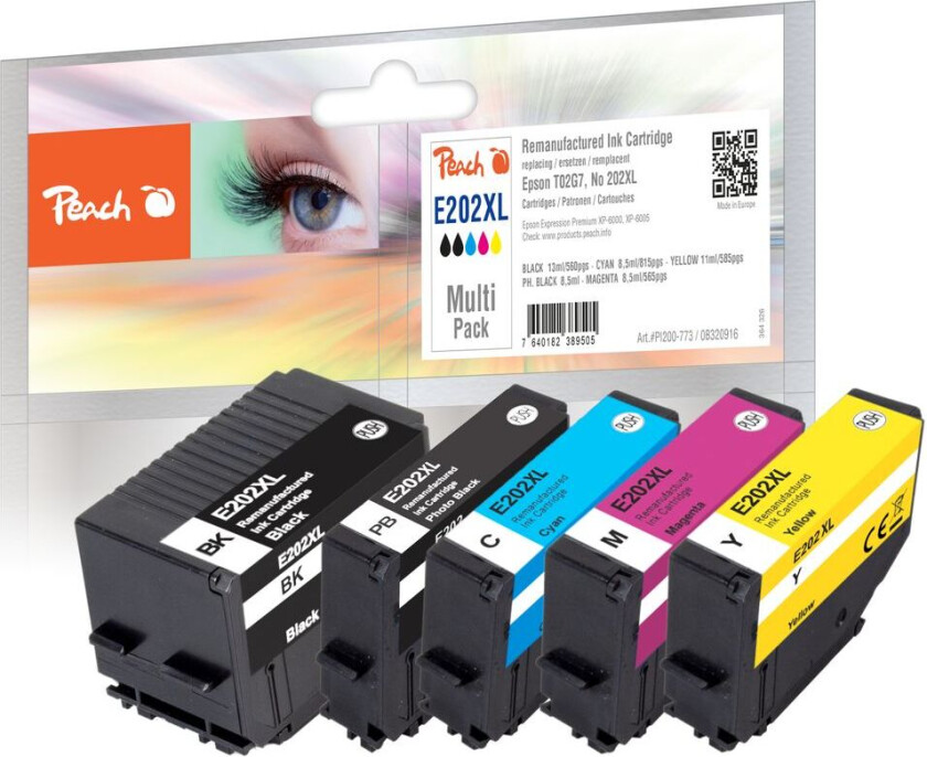 Kompatibel med Epson No. 202XL Blekkpatron multipakke T02G7, 5-pack