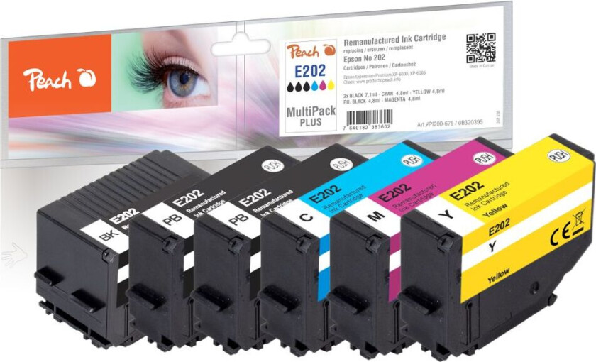 Kompatibel med Epson No. 202 Blekkpatron multipakke Plus, 6-pack