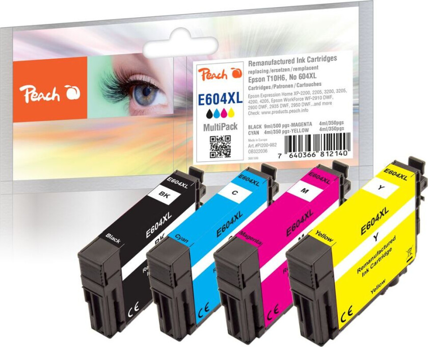 Kompatibel med Epson No. 604XL blekkpatron multipakke T10H6, 4-pakning