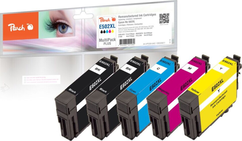 Kompatibel med Epson No. 502XL blekkpatron multipakke Plus, 5-pakning
