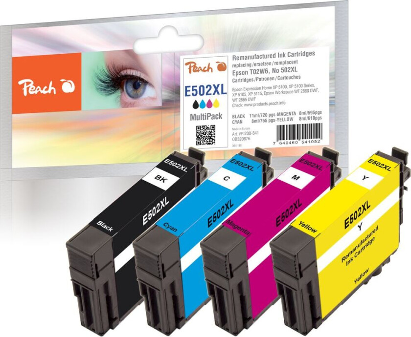 Kompatibel med Epson No. 502XL Blekkpatron multipakke T02W6, 4-pakning