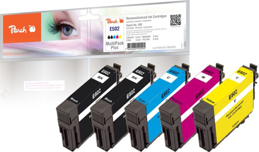 Kompatibel med Epson No. 502 Blekkpatron multipakke Plus, 5-pack