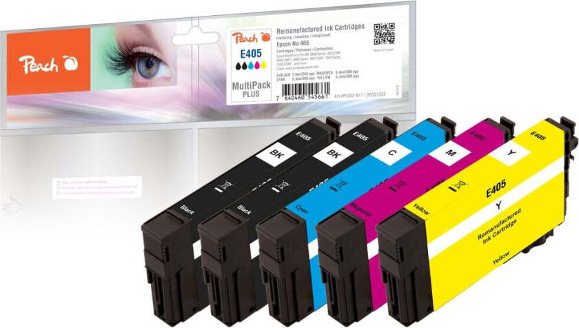 Kompatibel med Epson No. 405 blekkpatron multipakke Plus, 5-pakning