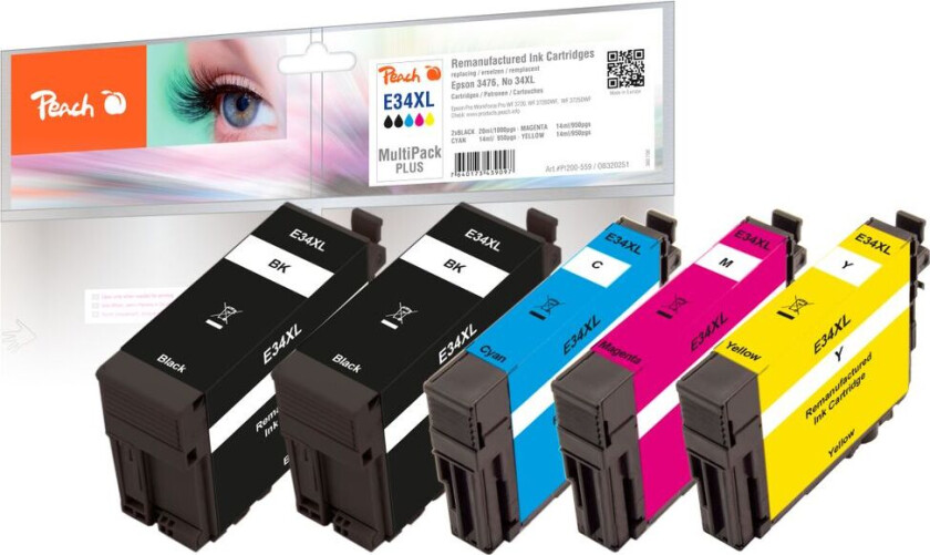 Kompatibel med Epson No. 34XL blekkpatron multipakke Plus, 5-pakning